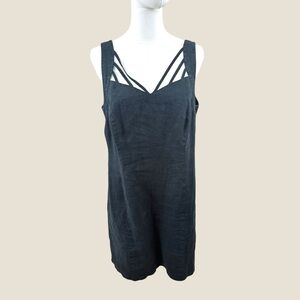 Mariposa SZ 44 EU =12 to 14 cut out Black linen cotton midi dress‎
